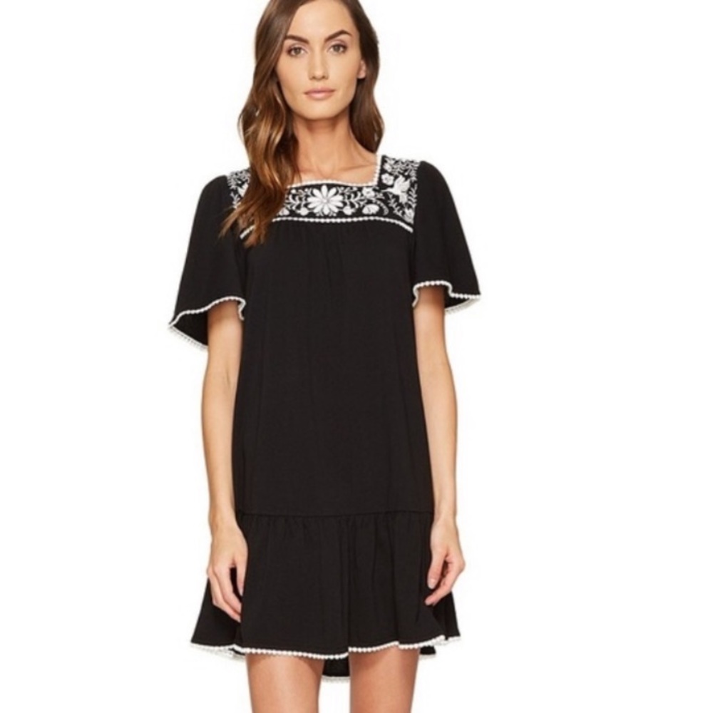 Broome Street/ Kate Spade Embroidered Neckline Dre
